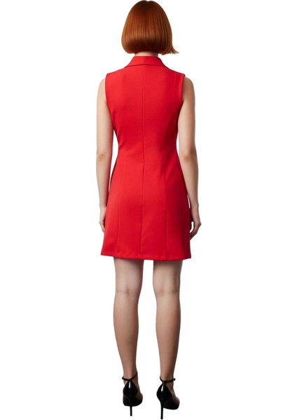 Kadın Kruvaze Yaka Kolsuz Mini Elbise Ofis ve Özel Davetler Için Şık Dokuma Tasarım Kaliteli fırsatları