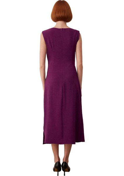 Kadın Shift Kalıp Aksesuar Detaylı Aerobin Dokuma Midi Elbise Şık ve Konforlu Günlük Kullanım Için fırsatları