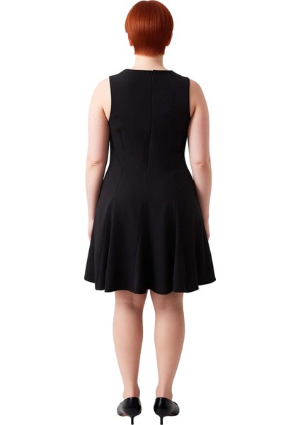 Kadın Büyük Beden A Line Fiyonk Detaylı Kolsuz Kısa Dokuma Elbise Ilkbahar Sonbahar Şıklığı fırsatları