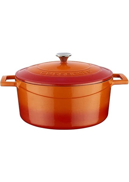 Metal Döküm Yuvarlak Tencere, 24 Cm, Turuncu