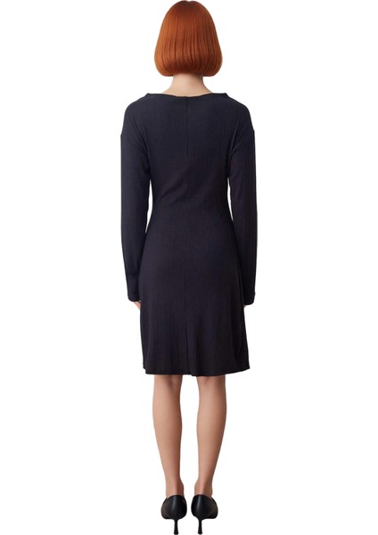 Kadın Bodycon Kaşkorse Düşük Kol Kayık Yaka Mini Elbise Büzgü Detaylı Kışlık Şık Günlük Stile Uygun fırsatları