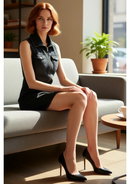 Kadın Kolsuz A Line Kesim Mini Denim Elbise Dik Yaka Fermuar Detaylı %100 Pamuklu Günlük Stil fiyatları