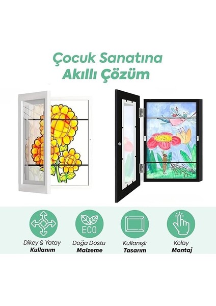 Çocuk Resim Sanat Çerçevesi – Mıknatıslı Kapaklı, Duvara Asılabilir, Etkinlik Sergileme Çerçevesi, Çocuk Çizimleri Için Katlanabilir Çerçeve, A4 (Beyaz) fırsatları