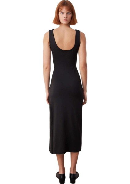 Kadın Casual Midi Boy Elbise Büzgü Detaylı Astarsız Bodycon Kolsuz Esnek Örme Kumaş. Kaliteli modelleri