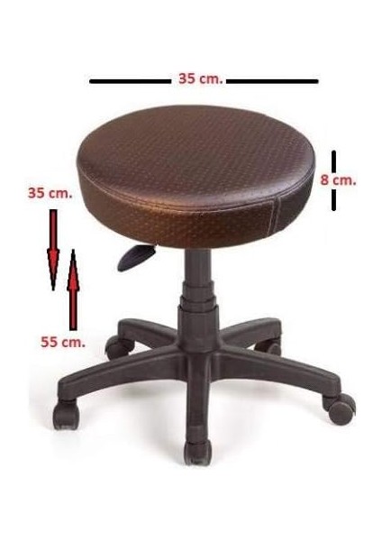 Silinebilir Deri Döşeme Konforlu Ofis Büro Bilgiyayar Taburesi Tekerlekli Tabure Eczane Hastahane (Siyah) fırsatları