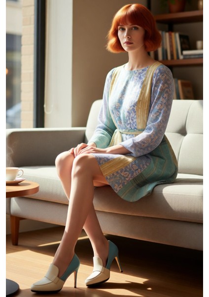 Kadın Şifon Patchwork Mini Elbise Ilkbahar Sonbahar Modası Bisiklet Yaka Skater Kalıp Uzun Kollu fırsatları