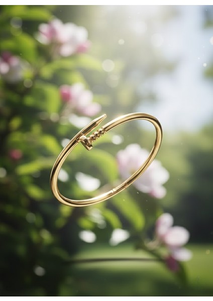 Çivi Tasarım Altın Kaplama Çelik Bileklik fırsatları