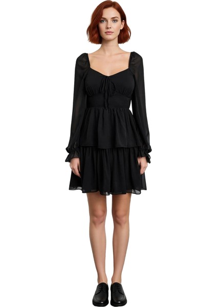 Kadın Çiçek Desenli Kalp Yaka Skater Şifon Mini Elbise Yaz Davetleri Için Şık Seçim. Kaliteli