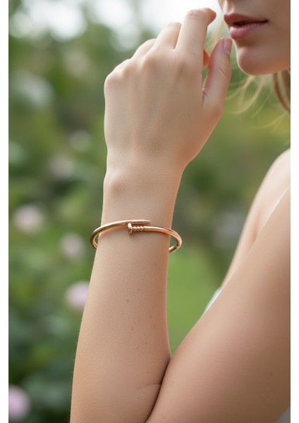 Çivi Tasarım Altın Kaplama Çelik Bileklik indirimleri