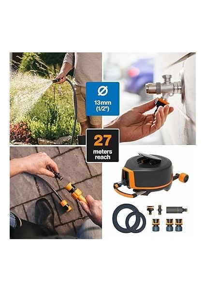 Waterwheel Xl Tekerlekli, Her Şey Dahil Sulama Seti, 27 M Toplam Menzil, Otomatik Sarma, Bahçe Hortumu, Evrensel Boyut (Ø 13 Mm), Evrensel Musluk Bağlantısı, 1025933 fiyatları