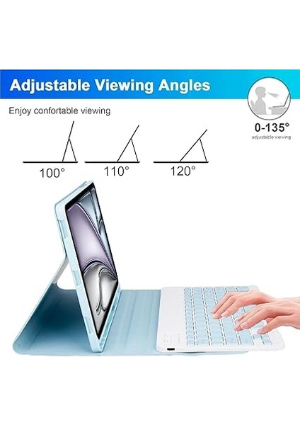 iPad Air 11 Inç (7. Nesil M3/m2 2025/2024), iPad Air 5. / 4. Nesil (10,9 Inç 2022/2020), Manyetik Çıkarılabilir Alman Qwertz Klavye, Kalem Tutuculu ve Fareli, Mavi fiyatları