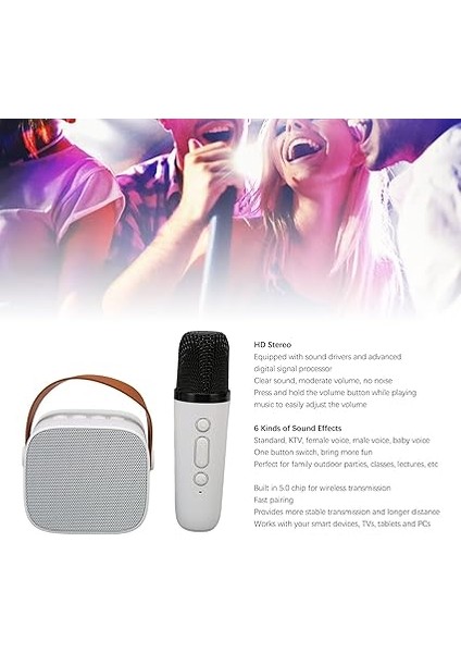 Hoparlör Mikrofon Seti, Retro Retro-Retro Ses Ses Karaoke Makinesi, Yetişkinler Için Dış Için Uzun Mesafeli Ayarlanabilir Kararlı Hacim (Whıte) indirimleri