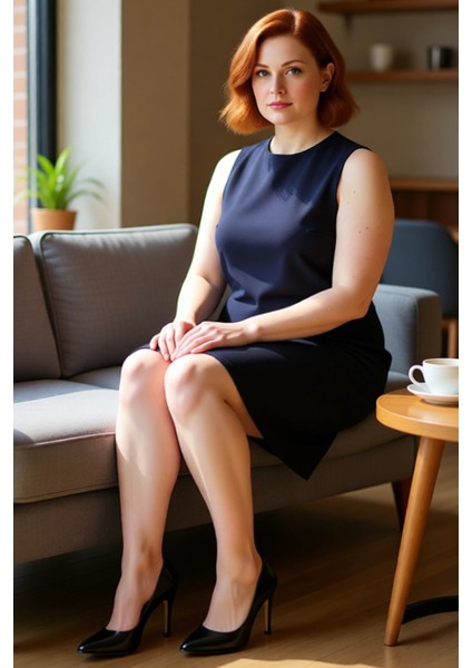 Kadın Büyük Beden Lacivert Gold Düğmeli Şık Kolsuz Mini Shift Dokuma Elbise 100 Polyester Konforlu