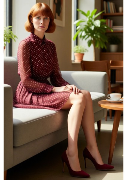 Kadın Puantiyeli Dokuma Şifon Kuşaklı Astarlı Yarım Pat Düğmeli Skater Mini Elbise Kaliteli fırsatları