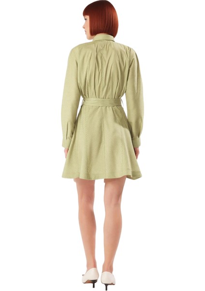 Kadın Modern Kuşaklı Gömlek Yaka Mini Elbise Yarasa Kol Rahat Kesim Ilkbahar Yaz Şıklığı Kaliteli fiyatları