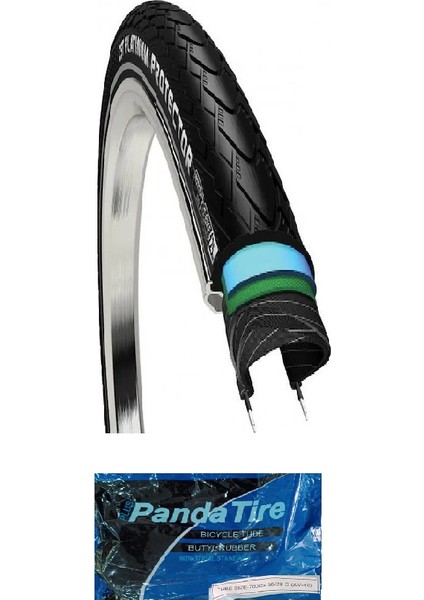 28 Jant 700X35C 3mm Zırhlı Platinum Protector Bisiklet Dış Lastiği + Panda Iç Lastik Seti