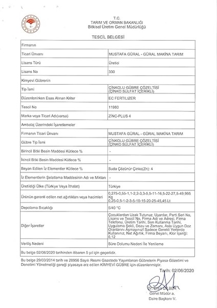 Zinc Plus 4 1 Lt (Çinkolu Gübre Çözeltisi) fırsatları