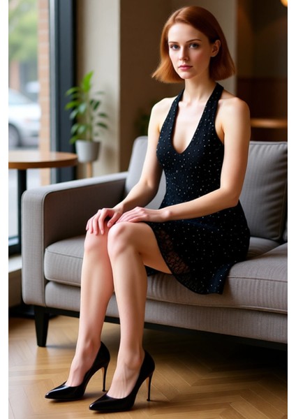 Kadın Astarlı Kolsuz Skater Mini Elbise Dantel Kumaş Taş Detaylı Boyundan Bağlamalı Zarif Gece