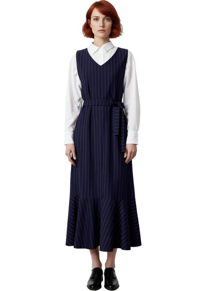 Kadın Maxi Boy V Yaka Jile Elbise Çizgili Dokuma Astarsız Rahatlık Her Ortamda Fark Yaratır fiyatları