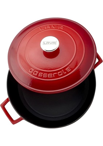 Metal Döküm Yuvarlak Tencere, 28 Cm, Kırmızı modelleri