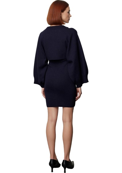 Kadın Casual Triko Bisiklet Yaka Bodycon Mini Elbise ve Bolero Takımı Ince Kumaş Konforu Kaliteli fiyatları