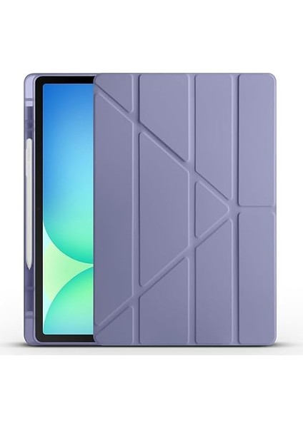 Galaxy ile Uyumlu Tab S10 Fe Plus Kılıf Zore Tri Folding Kalem Bölmeli Standlı Kılıf Mor fiyatları