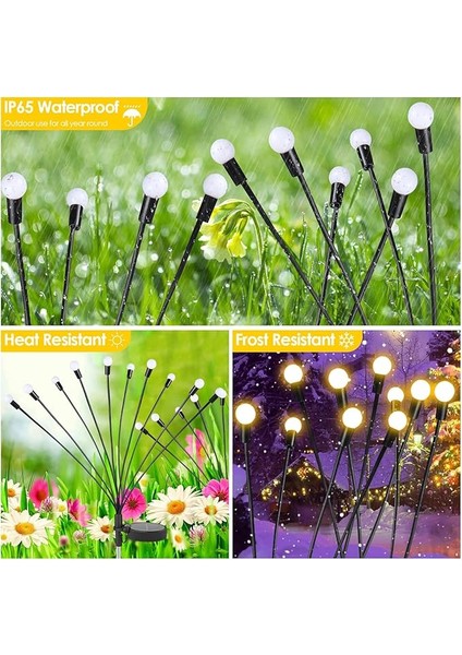 4'lü Paket 10 LED Güneş Ateşböceği Işıkları, Bahçe, Veranda, Avlu Için Su Geçirmez Güneş Enerjisi Dış Mekan Işıkları - Bütün Gece Aydınlatır (Sıcak Beyaz) modelleri