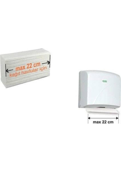 Katlı Kağıt Havlu Dispenseri Max 22 cm 200 Ad Beyaz K2 modelleri