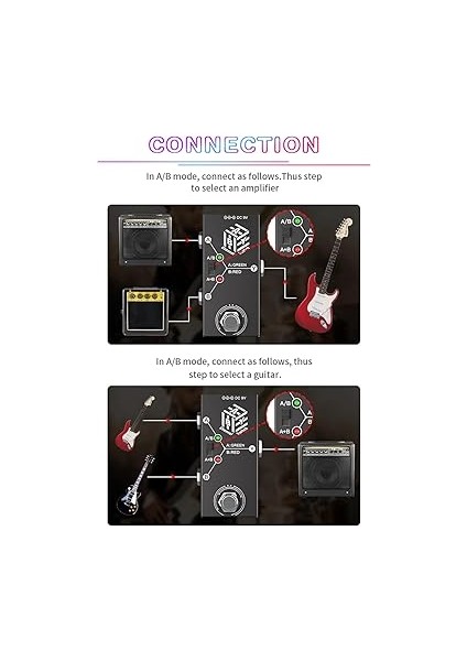 Gitar Pedalları Aby Kutusu Hat Seçici Ab Anahtarı Mini Gitar Efekt Pedalı Çift Yönlü Iletim Metal Muhafaza Kaymaz Destek A/b Veya A ve B Modları fırsatları