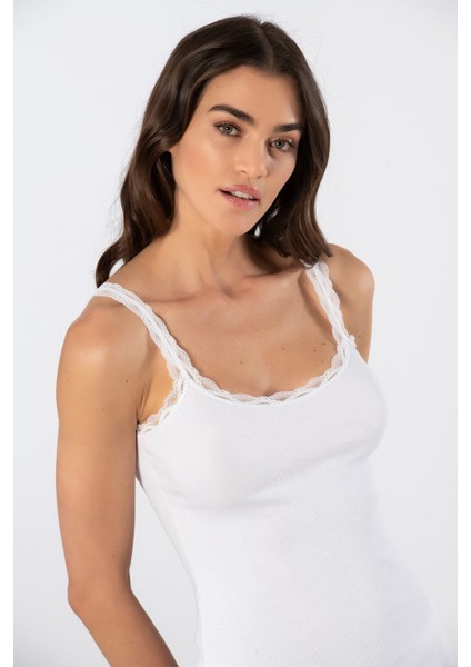 Türen Kadın Likralı Dantelli Ip Askılı Kaşkorse 926/BEYAZ fiyatları