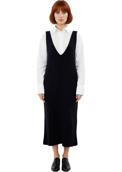 Kadınlara Özel Kolsuz Akrilik Triko Midi Jile Elbise V Yaka Düz Desen Casual Tarzınızı Tamamlar