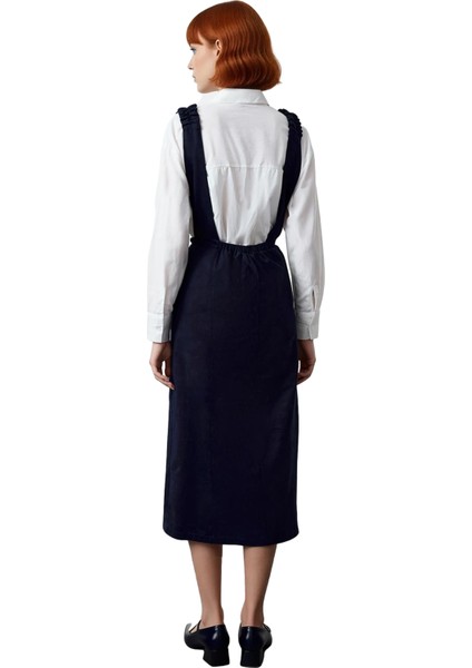 Kadın %100 Pamuk Gabardin Dokuma V Yaka Midi Jile Elbise Modern Rahat Ilkbahar Sonbahar Giysi fiyatları