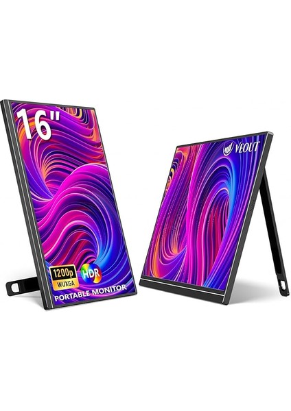 Inç Taşınabilir Dizüstü Bilgisayar Monitörü, Usb-C ile 1920 x 1200P IPS Dizüstü Bilgisayar Monitörü, Freesync HDMI Standlı Oyun Monitörü, Dört Renkte, Seyahat ve Ofis Için 0,8 cm Ultra Ince