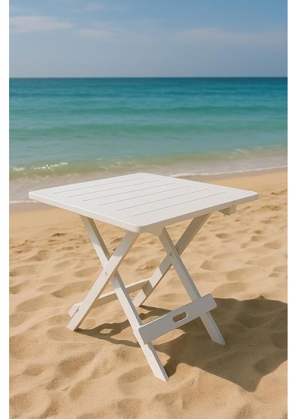 Ev Bahçe Plastik Katlanabilir Piknik Masası Beyaz