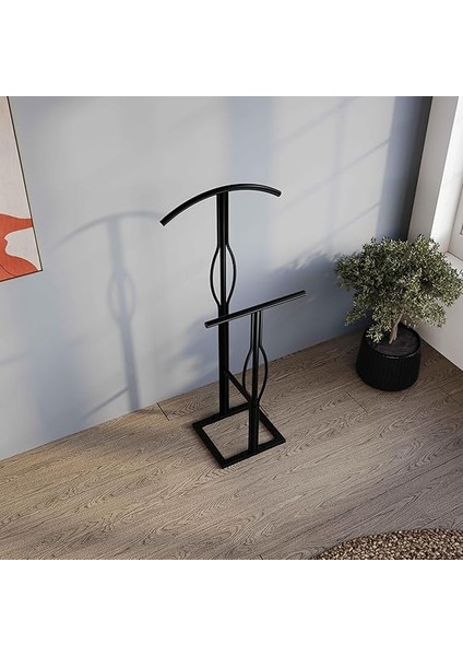 Dilsiz Uşak Çift Tepeli Metal Modüler Ofis Işyeri Elbise Askılık (Siyah) fiyatları