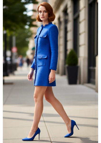 Kadın Düz Desen Standart Kol Tüvit Ceket Elbise Ofis ve Özel Davetler Için Kışlık Zarif Seçim fırsatları