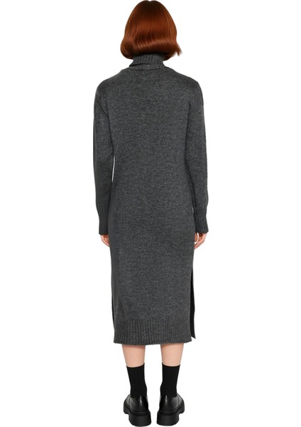 Kadın Midi Boy Triko Elbise Balıkçı Yaka Düz Desen Soğuk Havalar Için Şık ve Rahat Seçim Kaliteli fiyatları