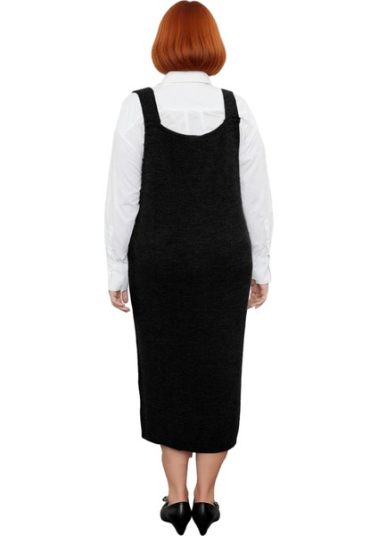 Kadın V Yaka Triko Jile Midi Elbise Gri Düz Desen Shift Kalıp Rahat Şıklık Ilkbahar Sonbahar modelleri