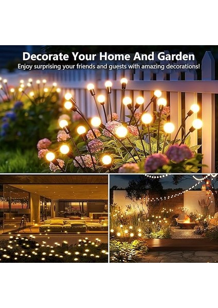 Güneş Ateşböceği Işıkları, 4'lü Paket 40 LED Solar Bahçe Işıkları, Güneş Enerjili Sallanan Bahçe Lambaları IP65 Su Geçirmez, Dış Mekan Gümrükleme Için Güneş Işıkları Yard Peyzaj Yolu Veranda fırsatları