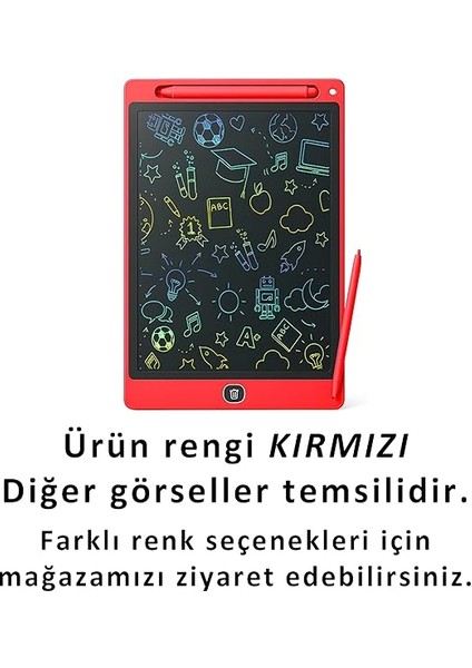 10 Inç Renkli LCD Yazı Tableti - Kırmızı - Çocuklar Için Eğitici Çizim Tableti, Kalemli Silinebilir Ekran, Kağıt Tasarruflu Taşınabilir Not Defteri (3+ Yaş) fiyatları