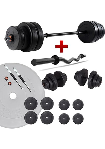 38 kg Z Bar Halter Seti ve Dambıl Seti Ağırlık Fitness Seti