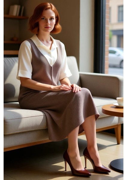 Kadınlara Özel Kolsuz Akrilik Triko Midi Jile Elbise V Yaka Düz Desen Casual Tarzınızı Tamamlar fırsatları