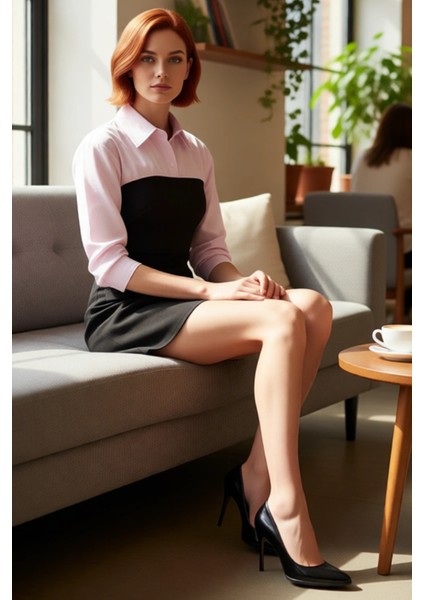 Kadın Office Şıklığı Için Gömlek Yaka Dokuma Bodycone Mini Elbise Düğmeli Detaylı Model Kaliteli fırsatları