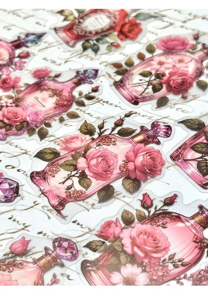 Vintage Gül Şişesi–romantik Dokunuş Temalı Sticker Seti 30 Adet/bullet Journal/etiket/çıkartma fiyatları