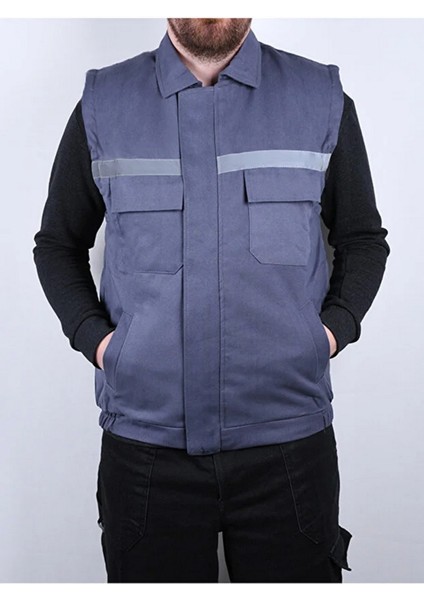 Erkek Reflektörlü Kalın Gabardin Kumaş Kışlık Iş ve Çalışma Yeleği fiyatları