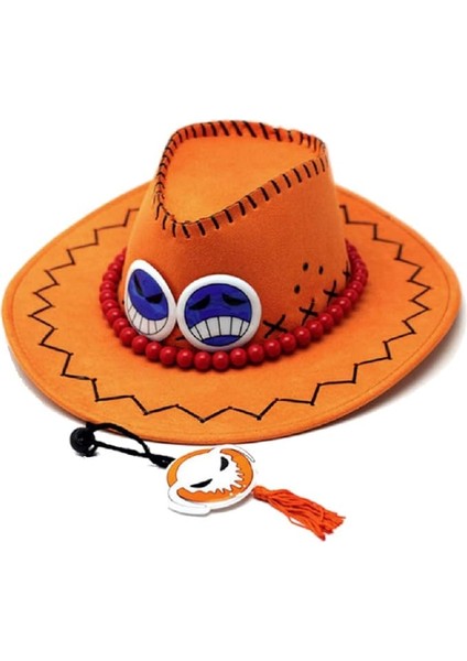 Portgas D Ace Kovboy Şapkası Kostüm Şapkalar Beyaz Weard Korsanlar Alayı Ace Cosplay Moda, Kahverengi, M