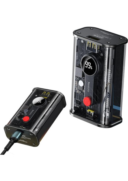 YP35 Powerbank 10.000 Mah Hızlı Şarj Dijital Ekran USB 3.0 Type-C Şeffaf