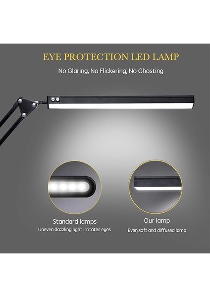 LED Masa Lambası, Kelepçeli Ayarlanabilir Salıncak Kol Lambası, Göz Bakımı Okuma Işığı, 10 Parlaklık Seviyesi, 3 Aydınlatma Modu, Ev Ofis Adaptörü Için Hafıza Fonksiyonu Lambaları (Siyah) fırsatları