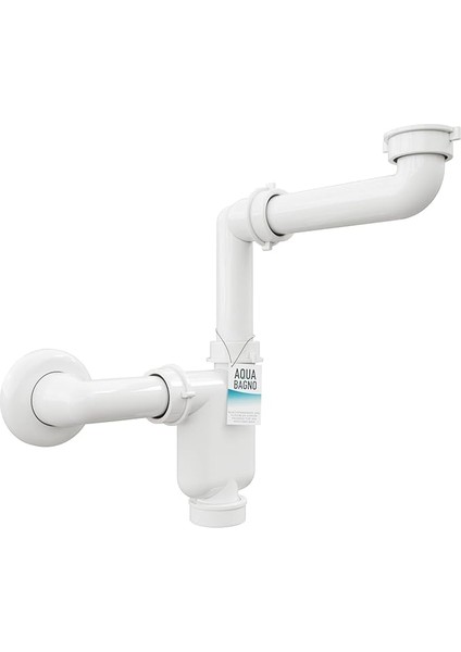 Bagno Yer Tasarruflu Sifon Lavabo - Mobilya Sifonu - Yerden Tasarruf Sağlayan Sifon - Düz Gider - Banyo - Esnek Ayarlanabilir - G 1 1/4 Inç - DN32