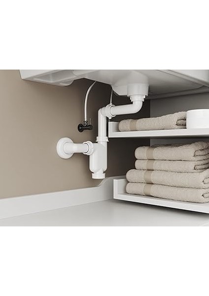 Bagno Yer Tasarruflu Sifon Lavabo - Mobilya Sifonu - Yerden Tasarruf Sağlayan Sifon - Düz Gider - Banyo - Esnek Ayarlanabilir - G 1 1/4 Inç - DN32 fiyatları